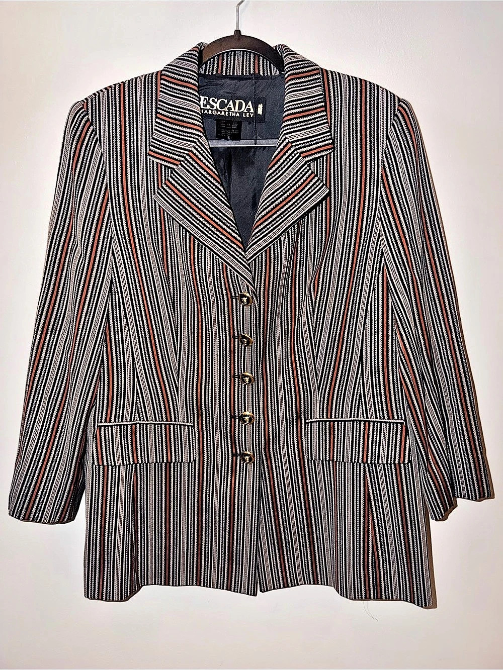 Rare Vintage Late 80s/Early 90s Escada by Margaretha Ley Striped blazer